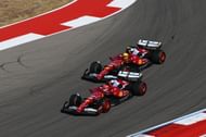 Charles Leclerc of Monaco driving the (16) Scuderia Ferrari SF-25 leads Lewis Hamilton of Great Britain driving the (44) Scuderia Ferrari SF-25 - Source: Getty